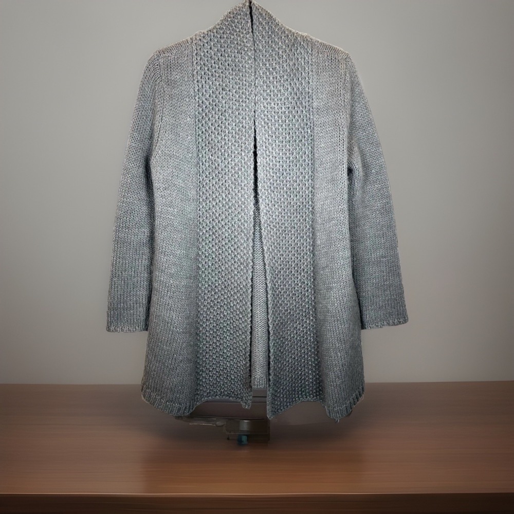 J JILL Cardigan Sweater Womens Alpaca Blend Gray Open Front Size Small